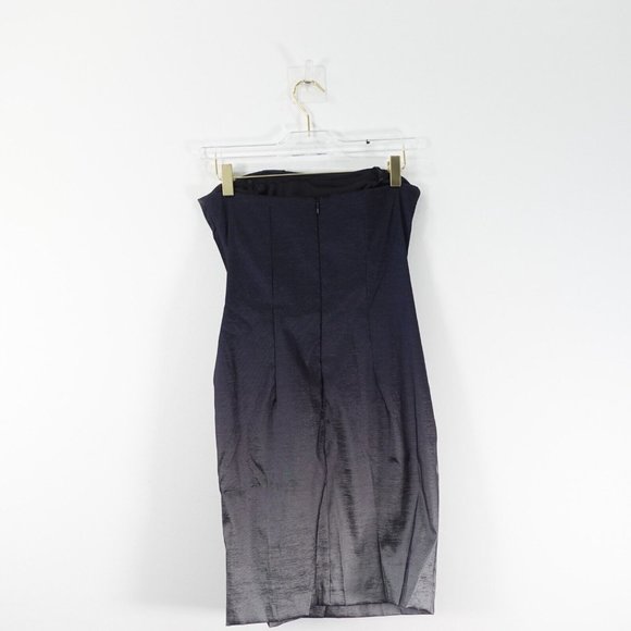 Black Evening Dress Small Mini Strapless Ombre Floral Tulip Cocktail Party Satin - Picture 10 of 12